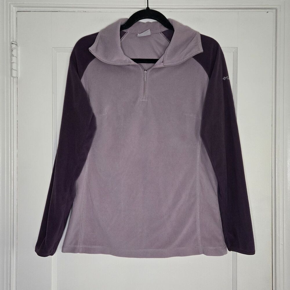 Columbia Purple Fleece 1/4 Zip Pullover Womens L Lightweight